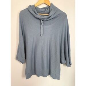 Pure J. Jill Blue Organic Cotton Cashmere Cowl Neck Dolman Sweater Womens Medium